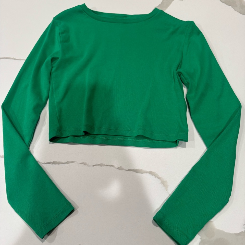 Kids Zara Emerald Long Sleeve Crop Top